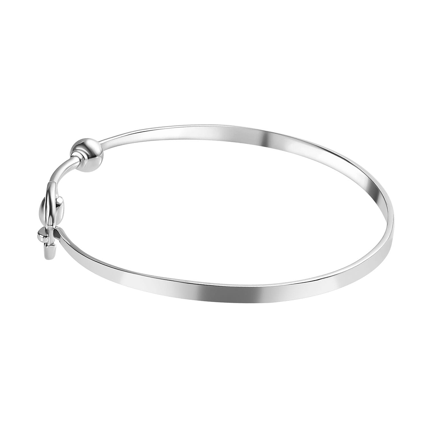 Designer Inspired Snaffle Bangle in Rhodium Overlay Sterling Silver (Size - 7.5) 7689329 4