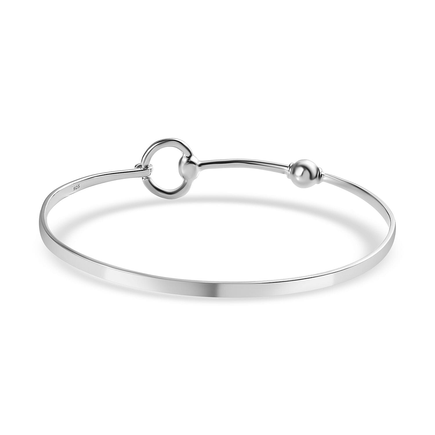 Designer Inspired Snaffle Bangle in Rhodium Overlay Sterling Silver (Size - 7.5) 7689329 5