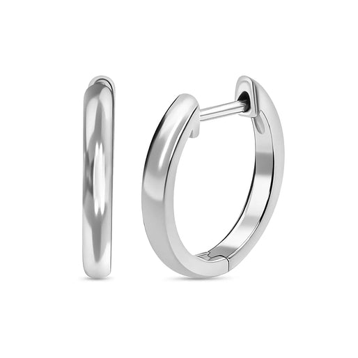 Platinum Overlay Sterling Silver Full Hoop Earrings (with Clasp)