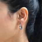Platinum Overlay Sterling Silver Full Hoop Pebble Earrings