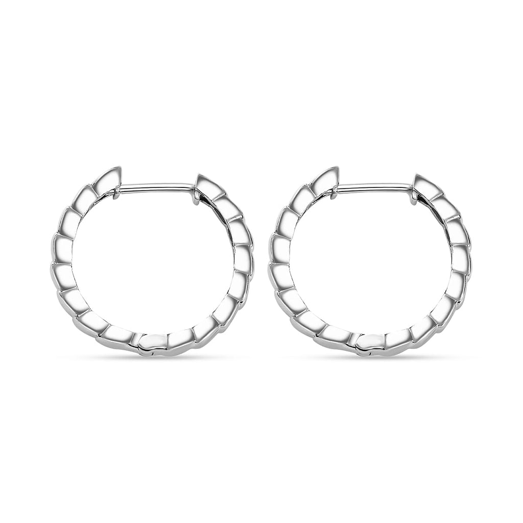 Platinum Overlay Sterling Silver Full Hoop Pebble Earrings