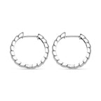 Platinum Overlay Sterling Silver Full Hoop Pebble Earrings