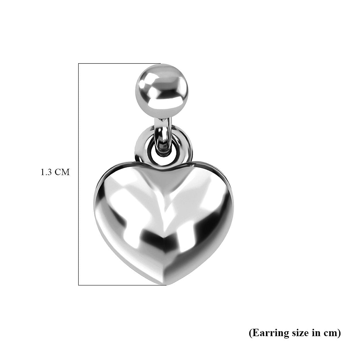 Platinum Overlay Sterling Silver Stud Heart Earrings with Push Back 7513871 5