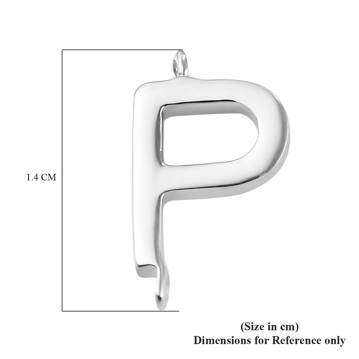 Platinum Overlay Sterling Silver P Initial Charm,Silver Wt 0.52 Gms. 3752490 1