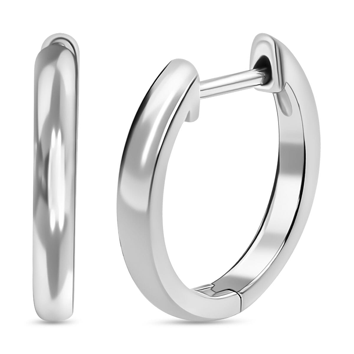 Platinum Overlay Sterling Silver J Hoop Half Hoop Earring 7508668 0