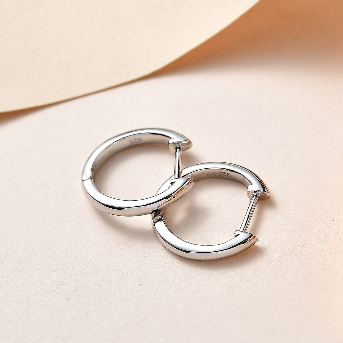 Platinum Overlay Sterling Silver J Hoop Half Hoop Earring 7508668 2