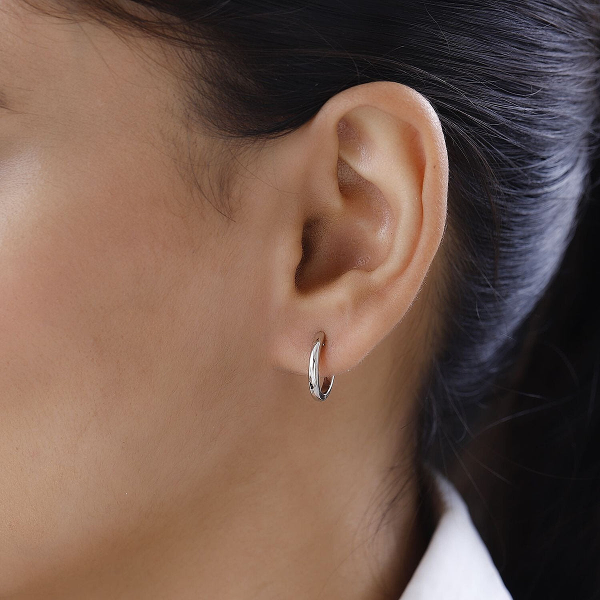 Platinum Overlay Sterling Silver J Hoop Half Hoop Earring 7508668 3