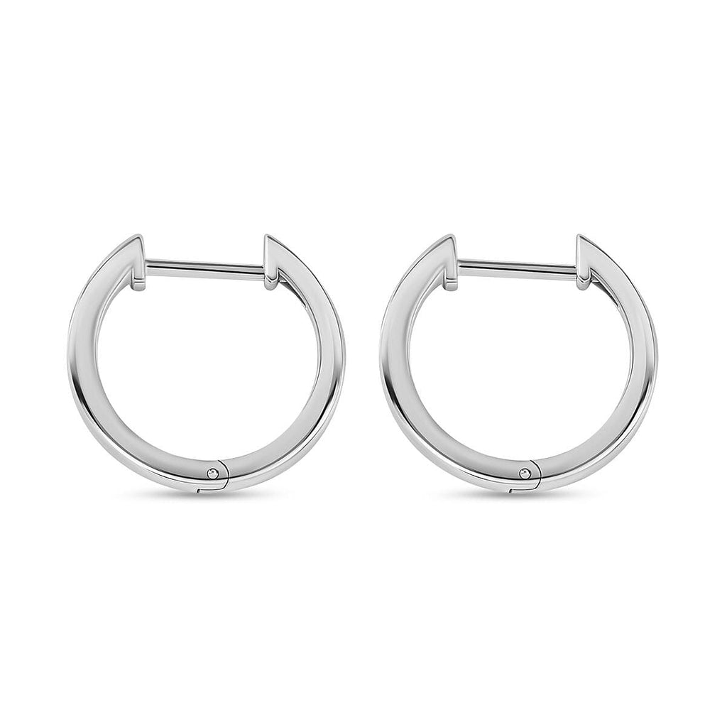 Platinum Overlay Sterling Silver J Hoop Half Hoop Earring