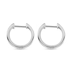 Platinum Overlay Sterling Silver J Hoop Half Hoop Earring