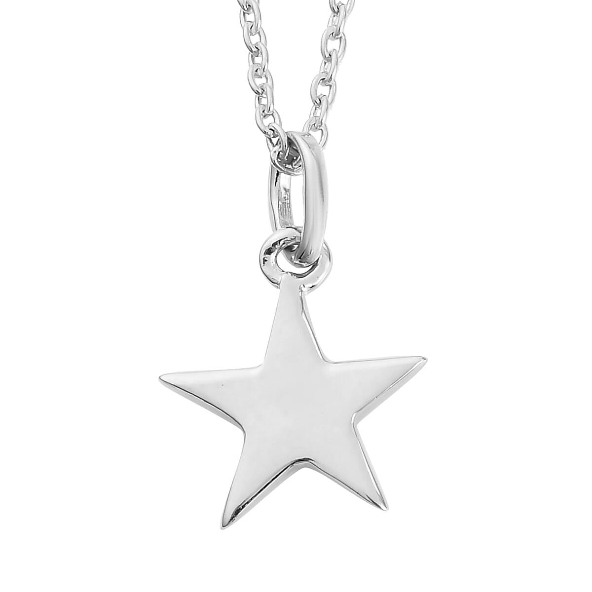 Platinum Overlay Sterling Silver Letter Star Pendant with Chain (Size 20) 3624792 0