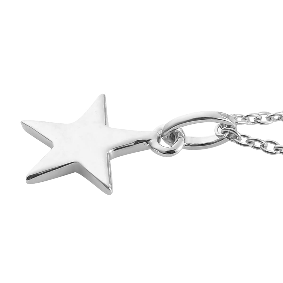 Platinum Overlay Sterling Silver Letter Star Pendant with Chain (Size 20) 3624792 4