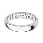 Platinum Overlay Sterling Silver I Love You Engraved Band Ring