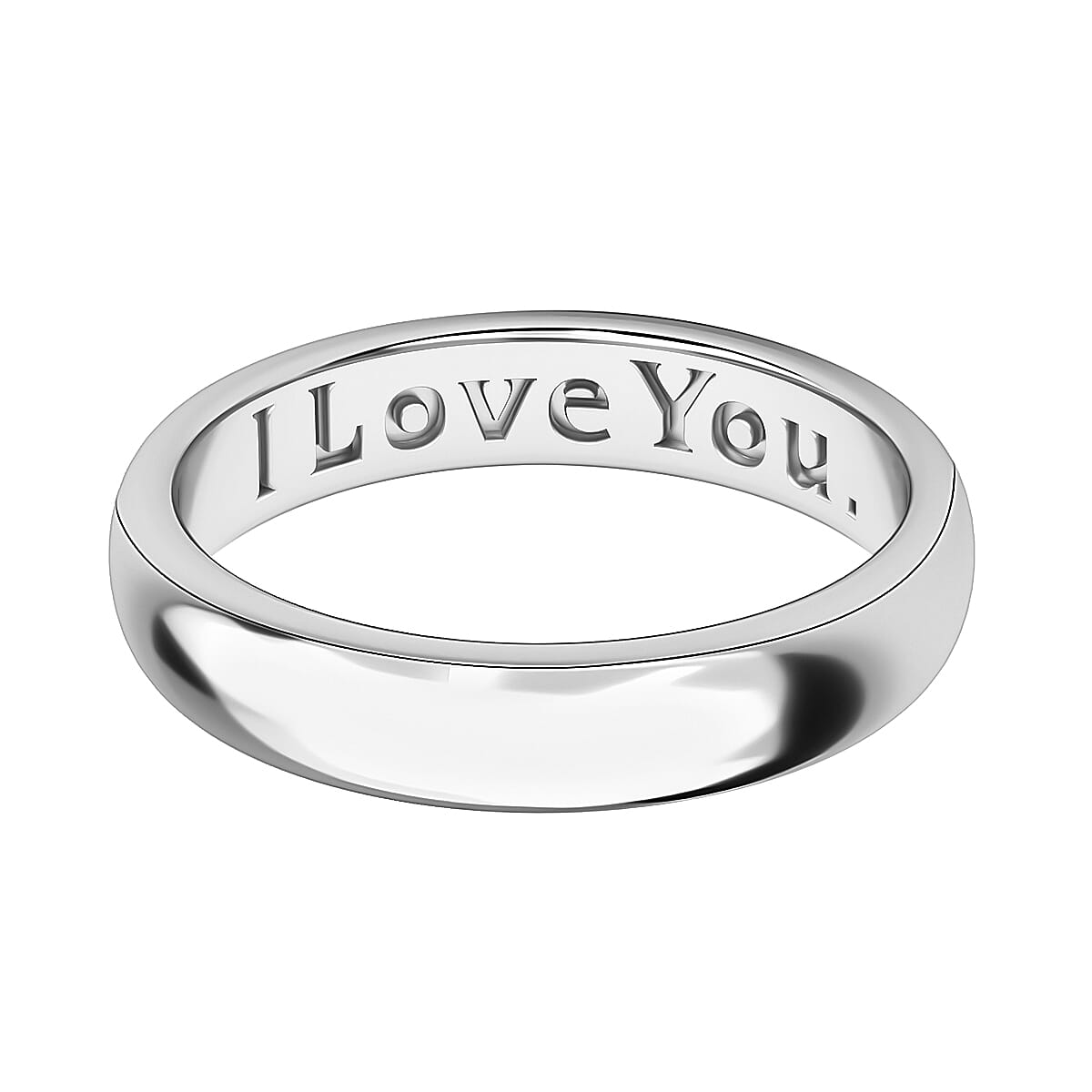 I Love You Engraved Wedding Band Ring in Sterling Silver with Platinum Plating 3652389 0