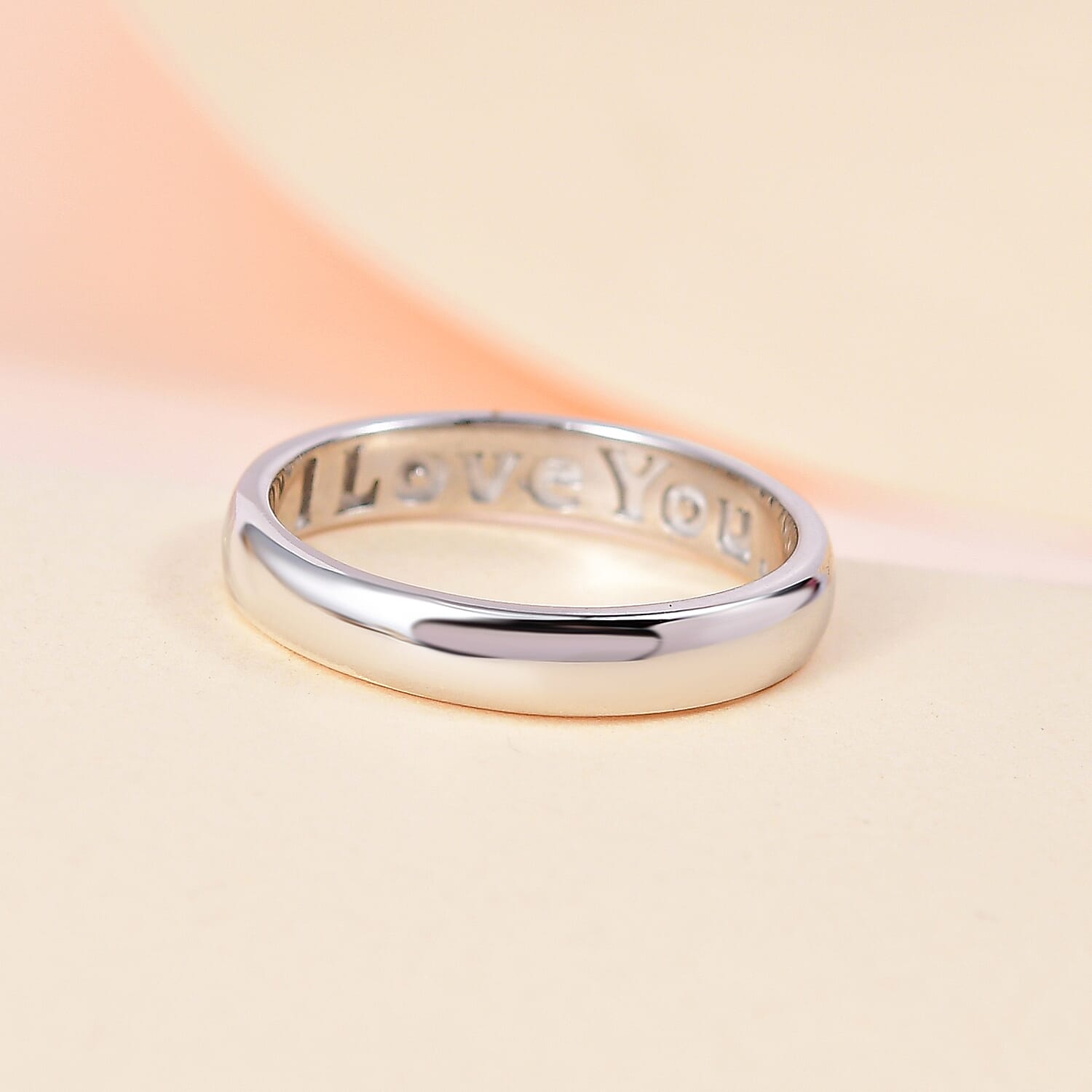 I Love You Engraved Wedding Band Ring in Sterling Silver with Platinum Plating 3652389 2