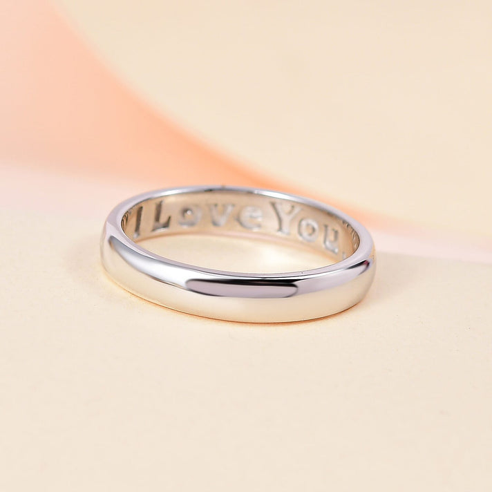 I Love You Engraved Wedding Band Ring in Sterling Silver with Platinum Plating 3652389 2