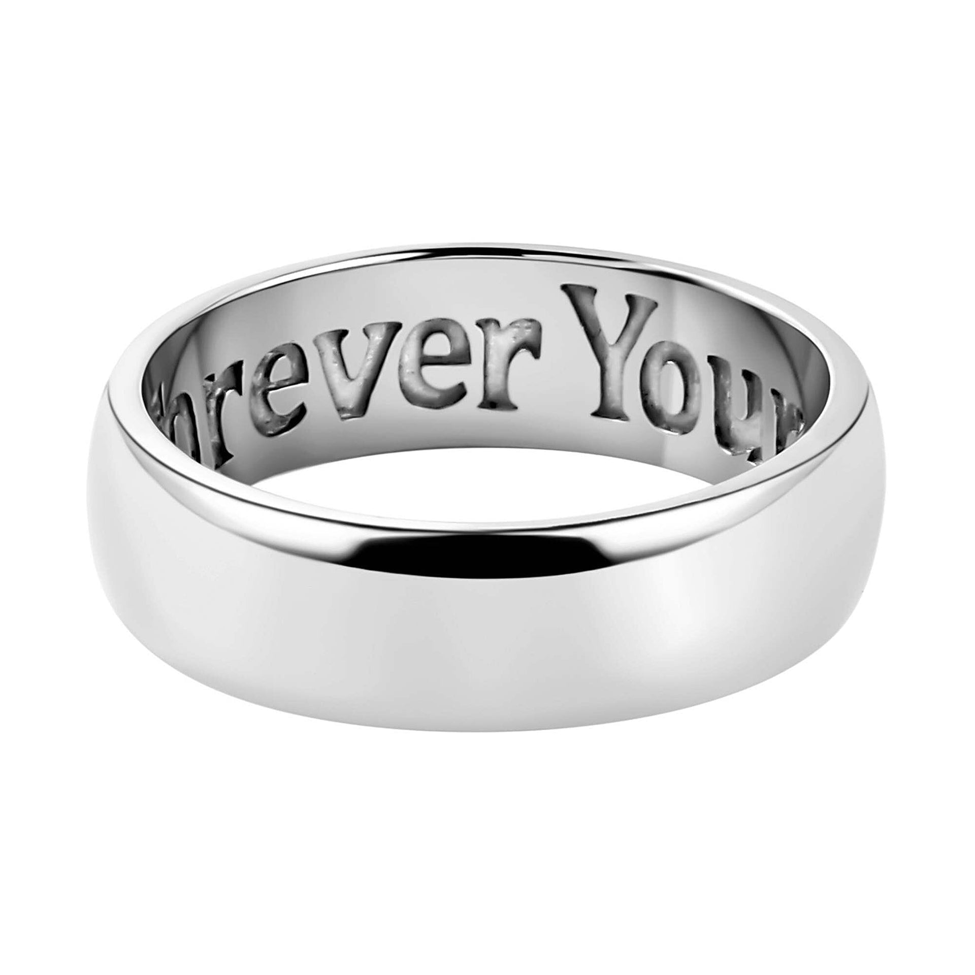Forever Yours Engraved Band Ring in Sterling Silver with Platinum Plating 7442650 0