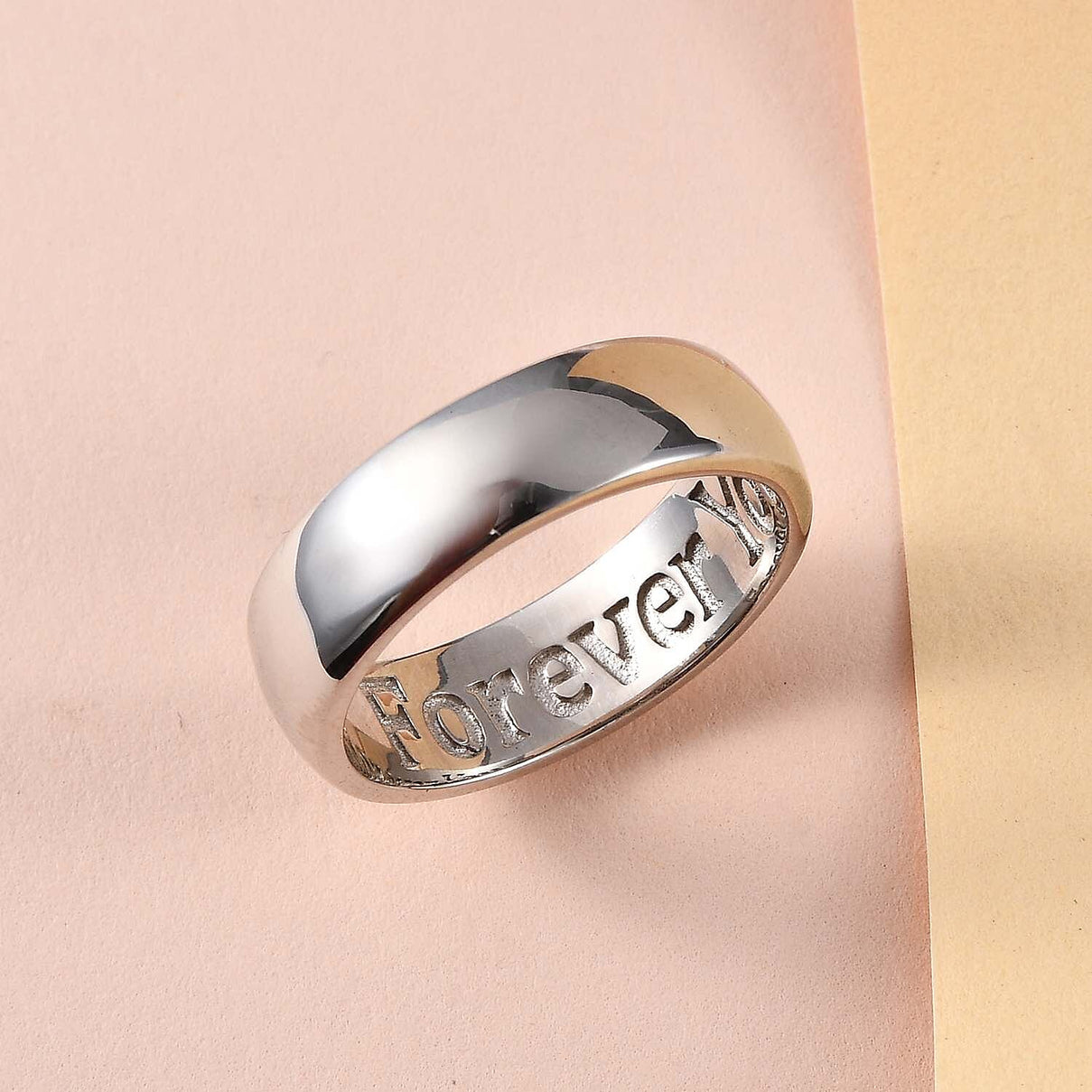 Forever Yours Engraved Band Ring in Sterling Silver with Platinum Plating 7442650 2