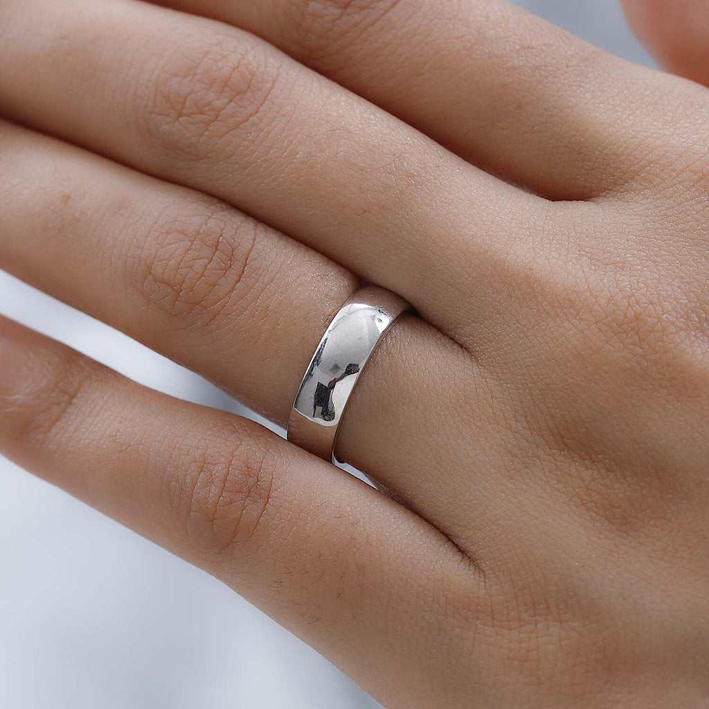 Platinum Overlay Sterling Silver Forever Yours Engraved Band Ring