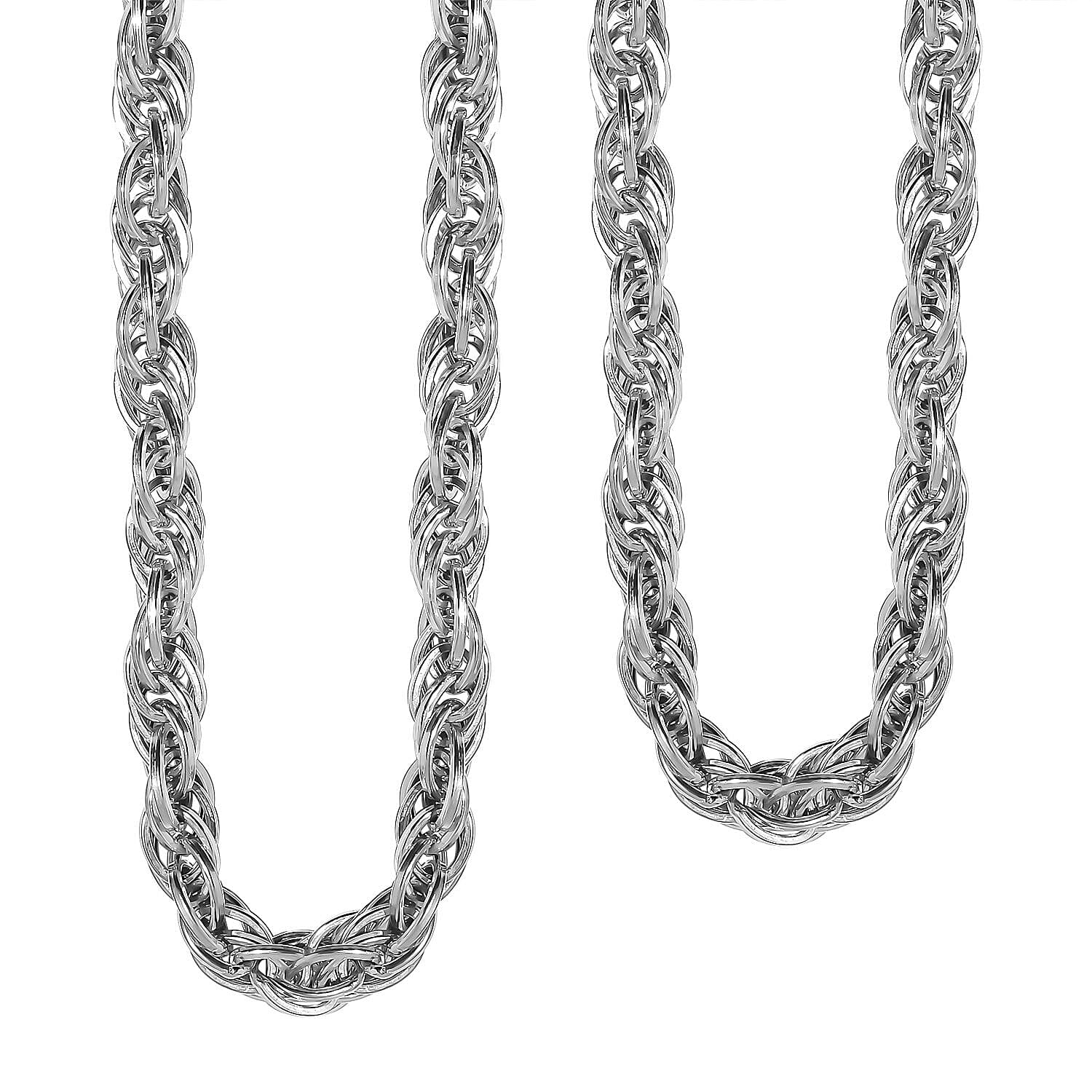 Platinum Overlay Sterling Silver Prince of Wales Necklace (Size - 24), Silver Wt. 33.54 Gms 7320162 0