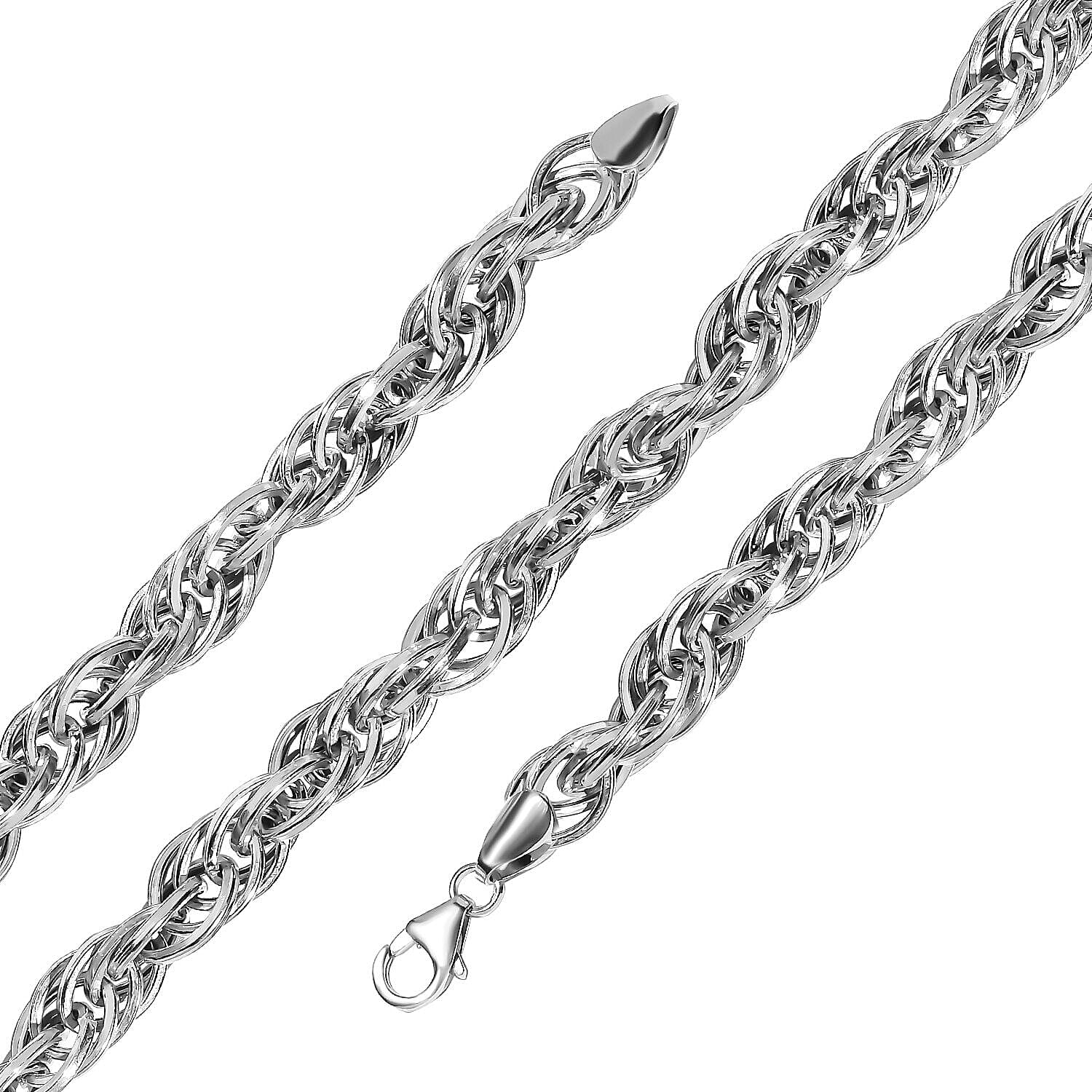 Platinum Overlay Sterling Silver Prince of Wales Necklace (Size - 24), Silver Wt. 33.54 Gms 7320162 6