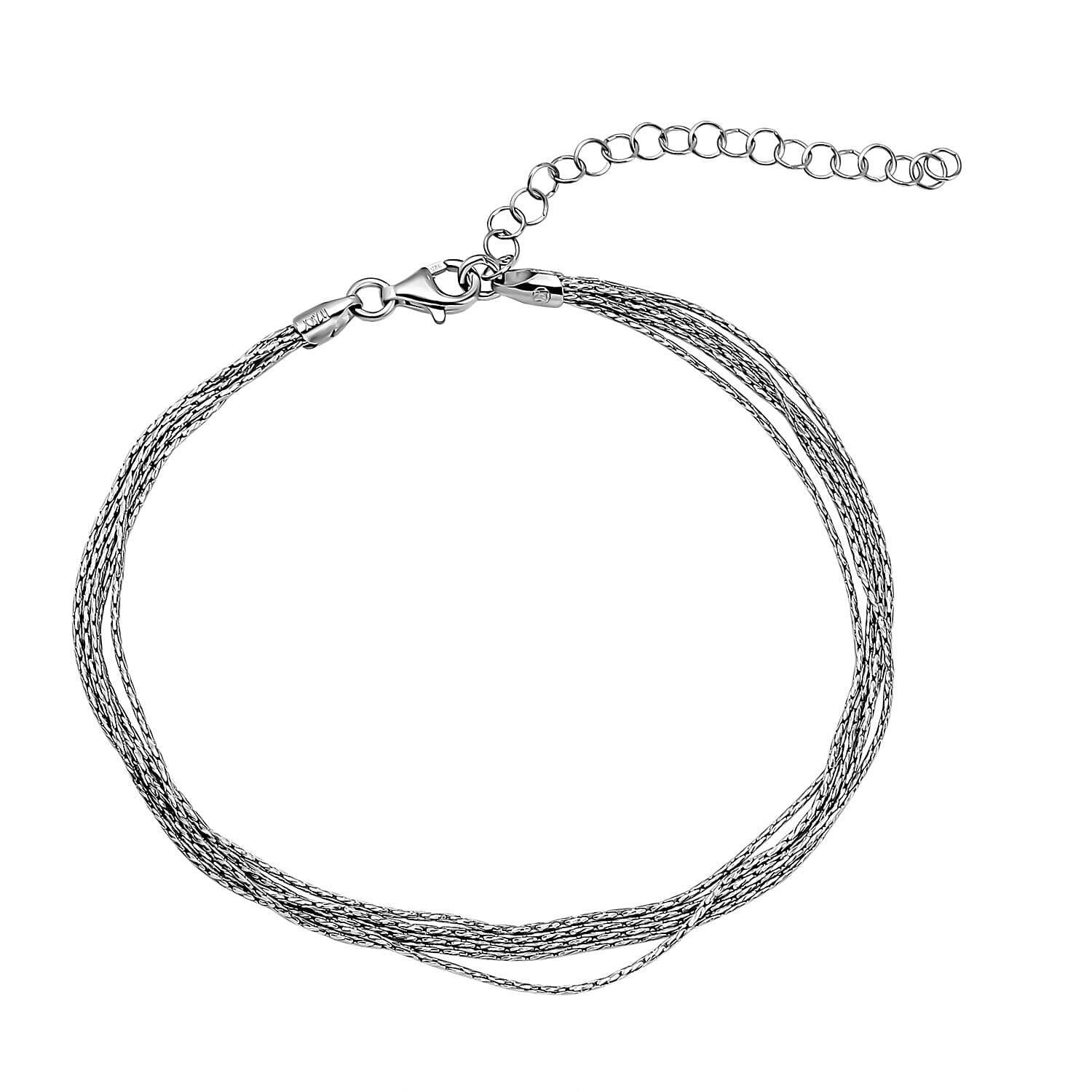 Platinum Overlay Sterling Silver NecklaceE (Size - 18) 7306615 0