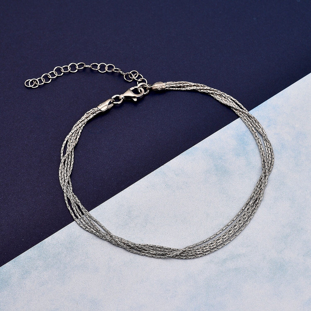 Platinum Overlay Sterling Silver NecklaceE (Size - 18) 7306615 1