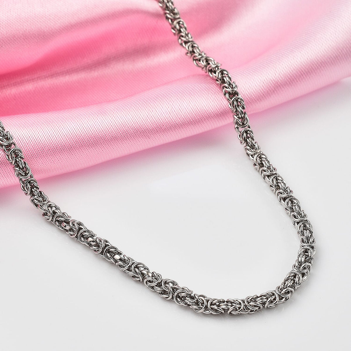 Platinum Overlay Sterling Silver Byzantine Necklace (Size - 20),  Silver Wt. 33.5 Gms 7563430 1