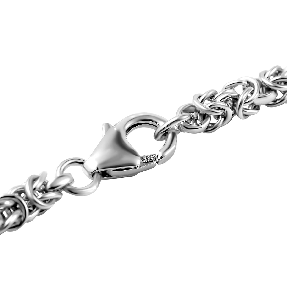 Platinum Overlay Sterling Silver Byzantine Necklace (Size - 20),  Silver Wt. 33.5 Gms 7563430 3