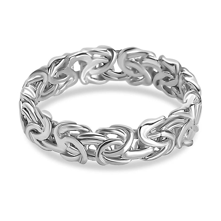 Platinum Overlay Sterling Silver Byzantine Link Wedding Band Ring, Silver Wt. 6.5 Gms 7563403 1