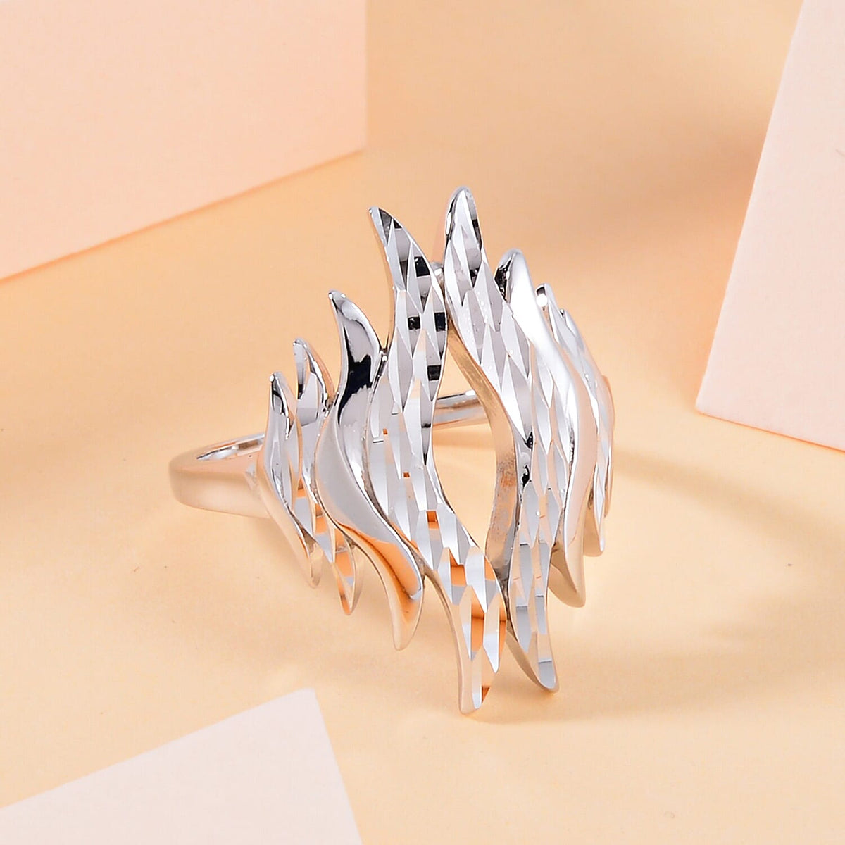Lucy Q Flame Collection - Platinum Overlay Sterling Silver Ring 7666998 1