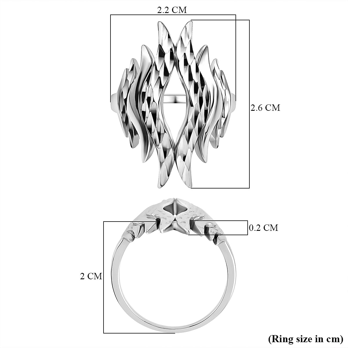 Lucy Q Flame Collection - Platinum Overlay Sterling Silver Ring 7666998 6