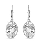 Platinum Overlay Sterling Silver Solitaire Lever Back Earring