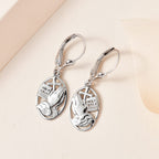 Platinum Overlay Sterling Silver Solitaire Lever Back Earring