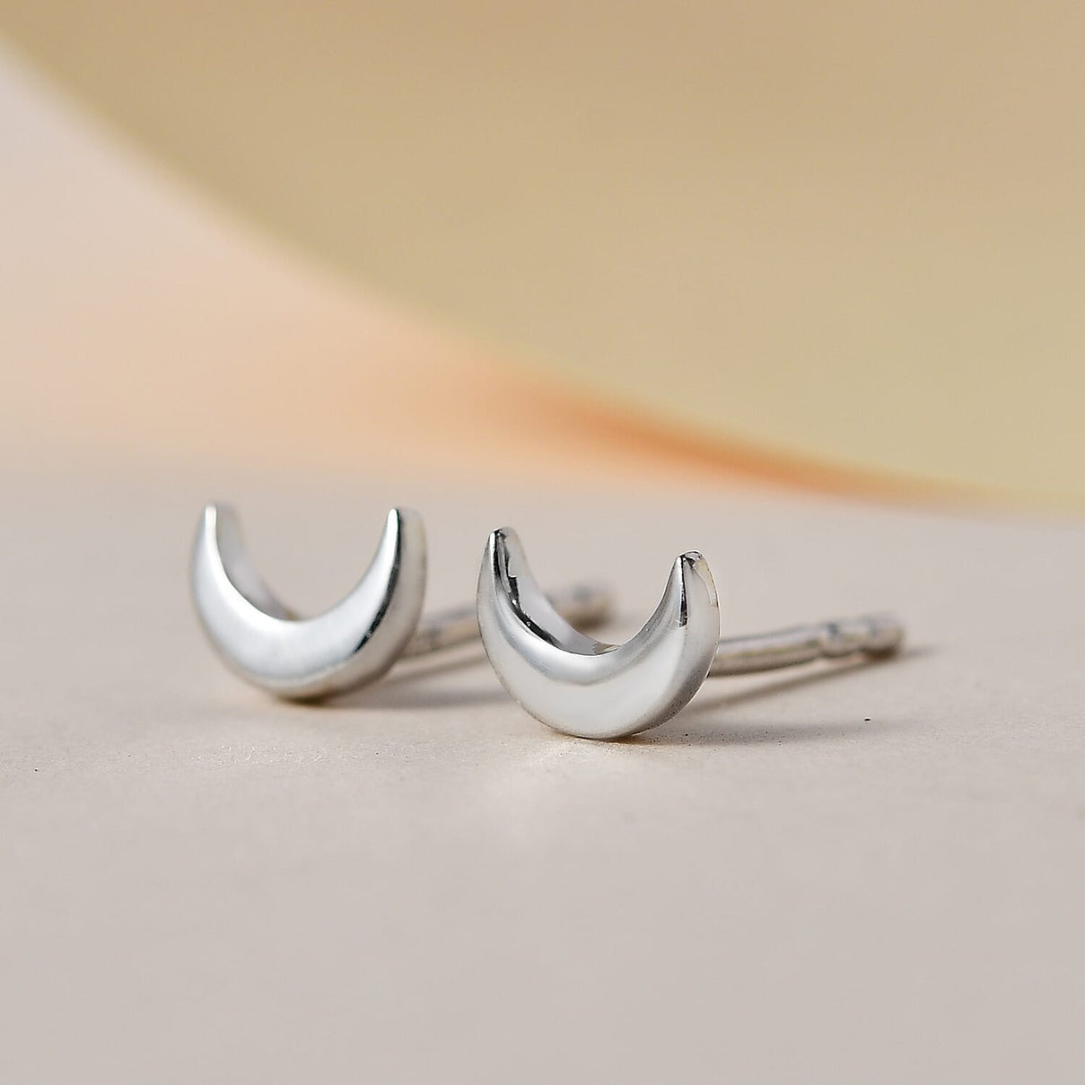 Rachel Galley - Platinum Overlay Sterling Silver Moon Earrings with Push Back 7508630 2