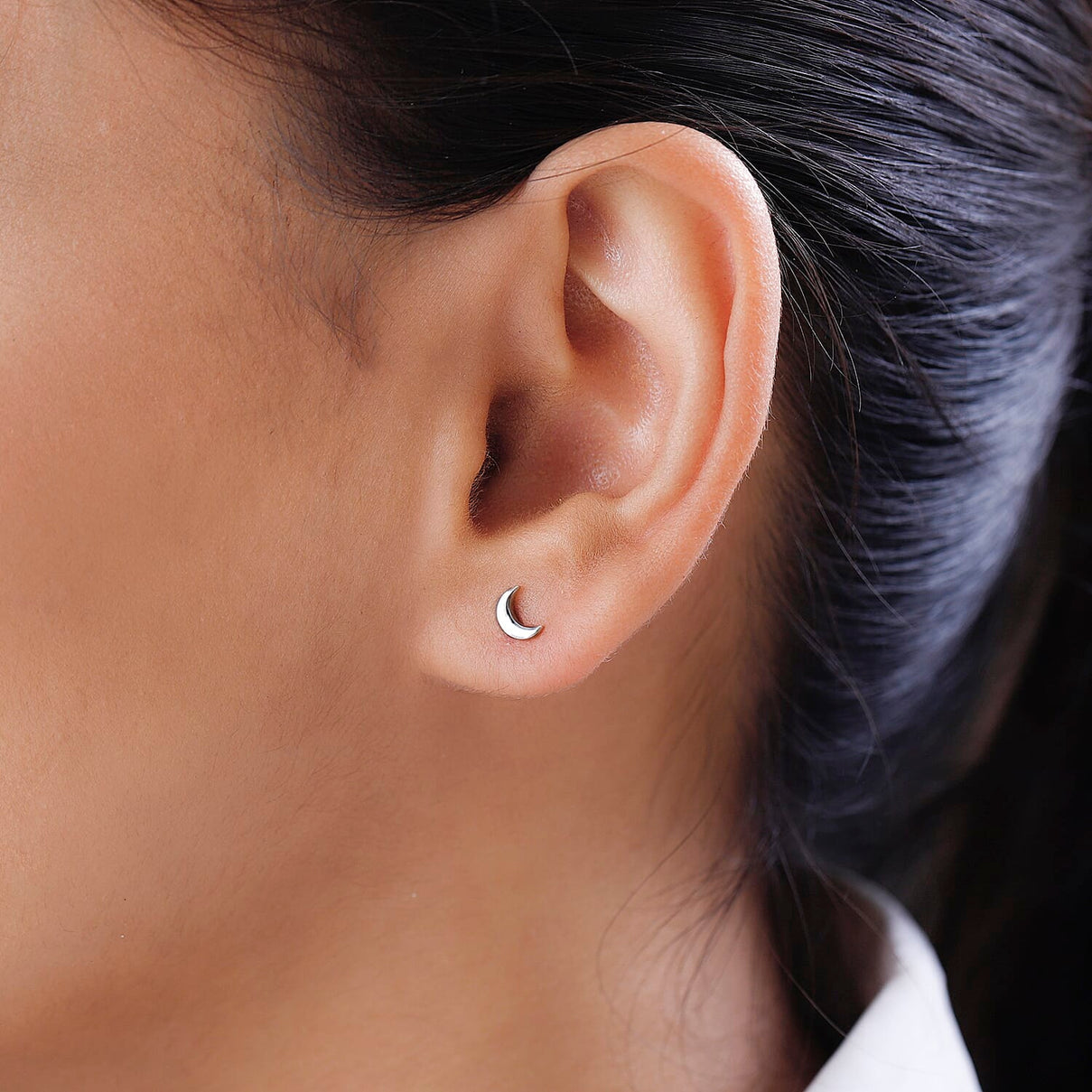 Rachel Galley - Platinum Overlay Sterling Silver Moon Earrings with Push Back 7508630 3