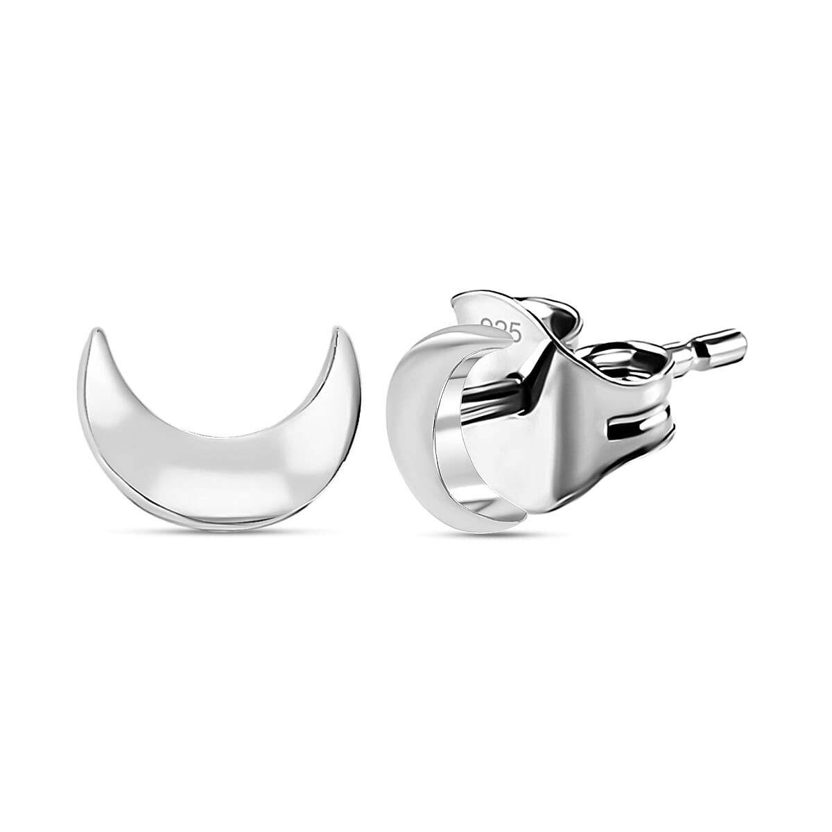 Rachel Galley - Platinum Overlay Sterling Silver Moon Earrings with Push Back 7508630 4