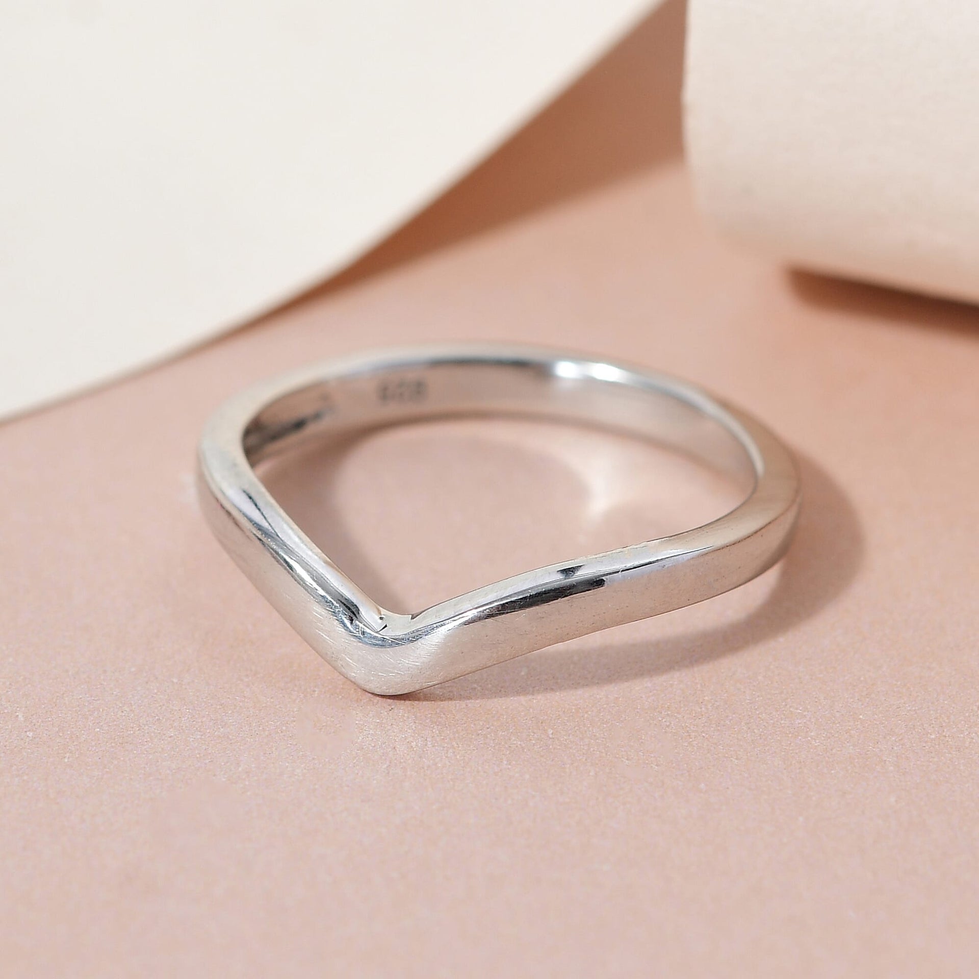 Royal Bali Collection - Platinum Overlay Sterling Silver Wishbone Ring 7530021 2