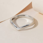 Royal Bali Collection - Platinum Overlay Sterling Silver Wishbone Ring