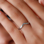 Royal Bali Collection - Platinum Overlay Sterling Silver Wishbone Ring