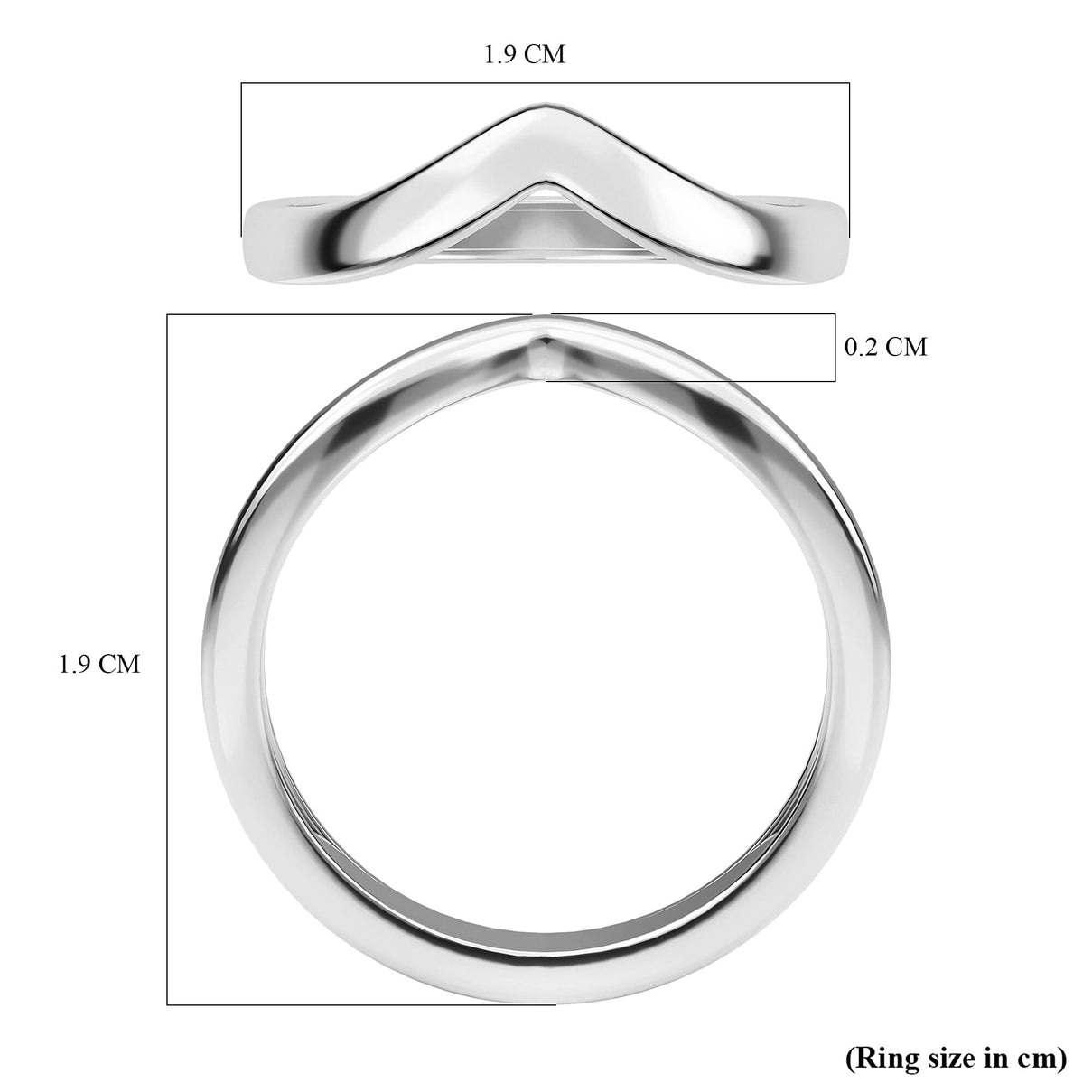 Royal Bali Collection - Platinum Overlay Sterling Silver Wishbone Ring 7530021 8