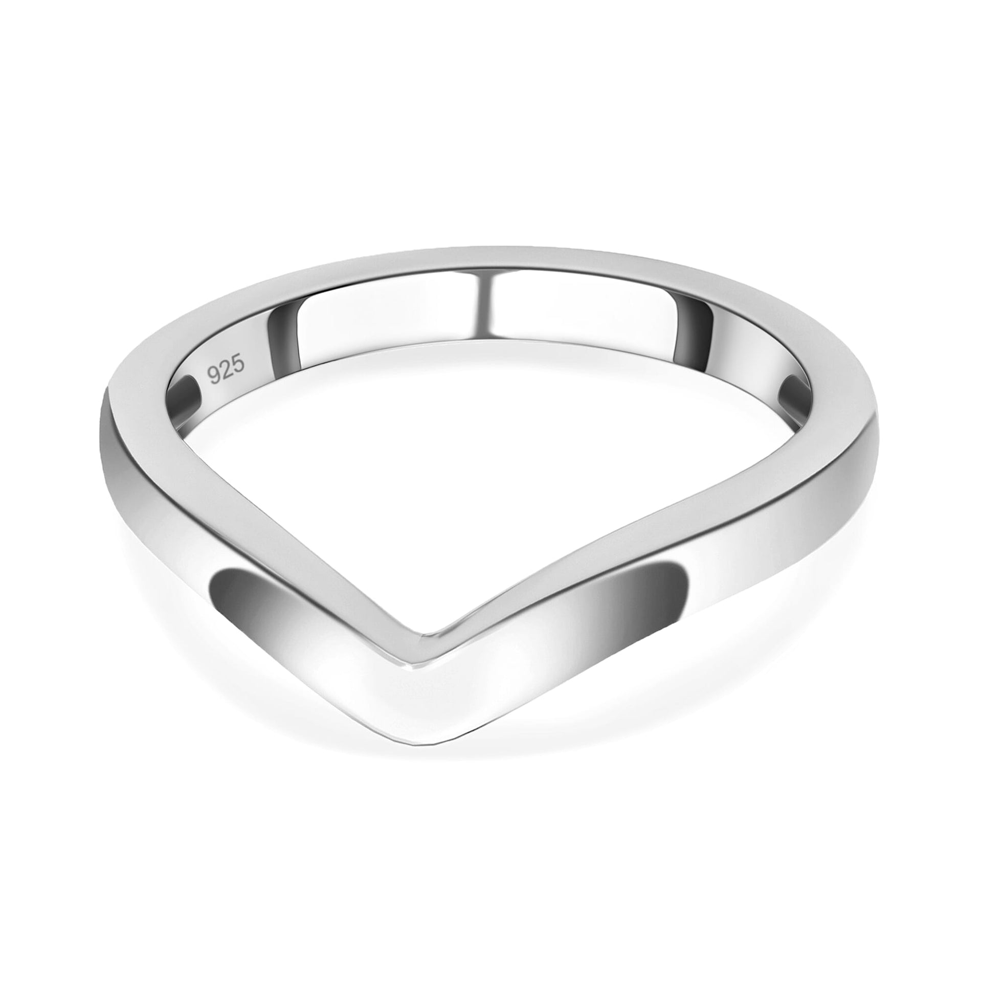 Wishbone V Shape Ring in Sterling Silver with Platinum Plated 3146038 0