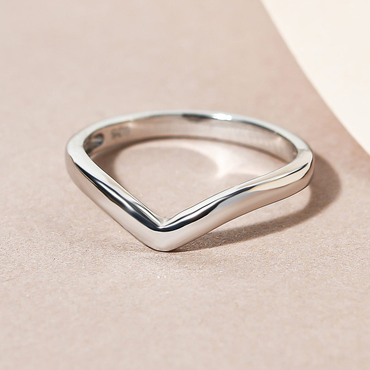 Wishbone V Shape Ring in Sterling Silver with Platinum Plated 3146038 2