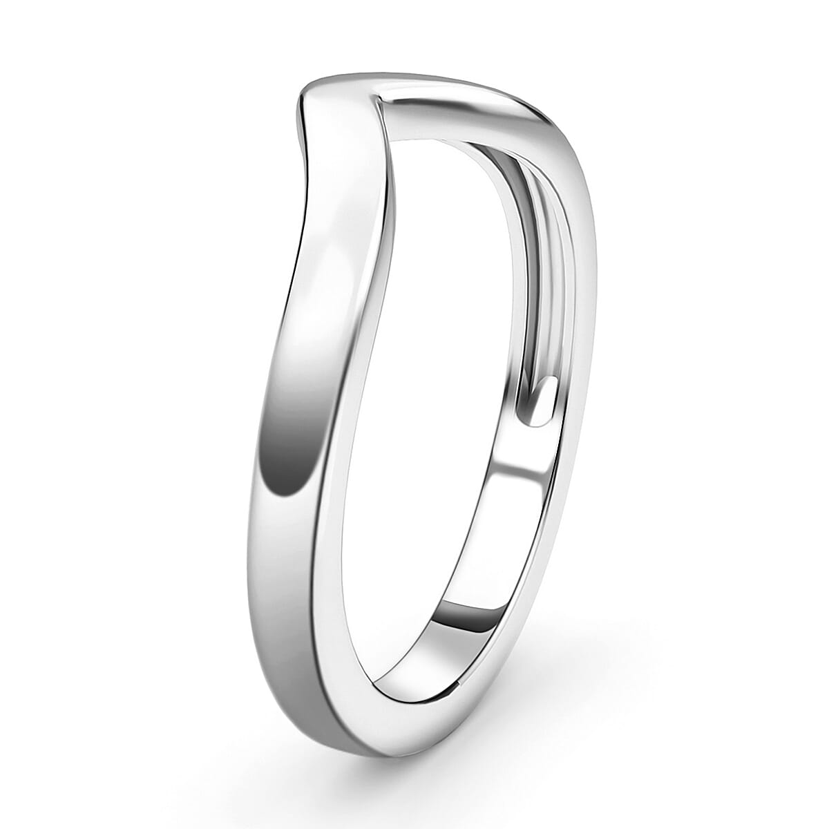 Wishbone V Shape Ring in Sterling Silver with Platinum Plated 3146038 4