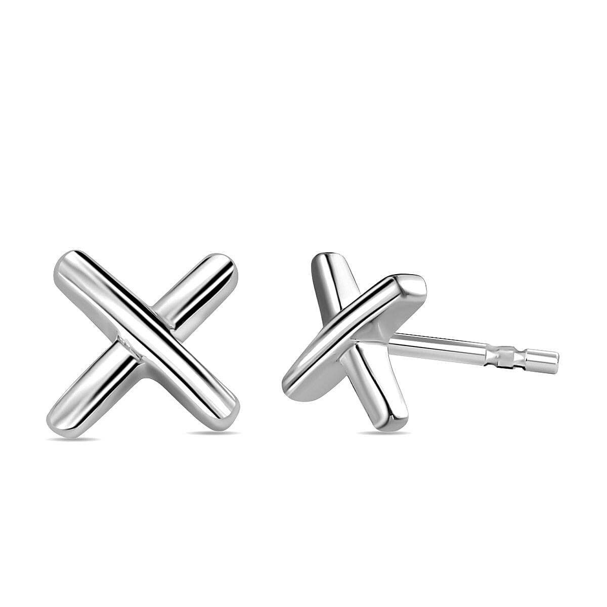 X Earrings in Sterling Silver with Platinum Plating 7340947 0