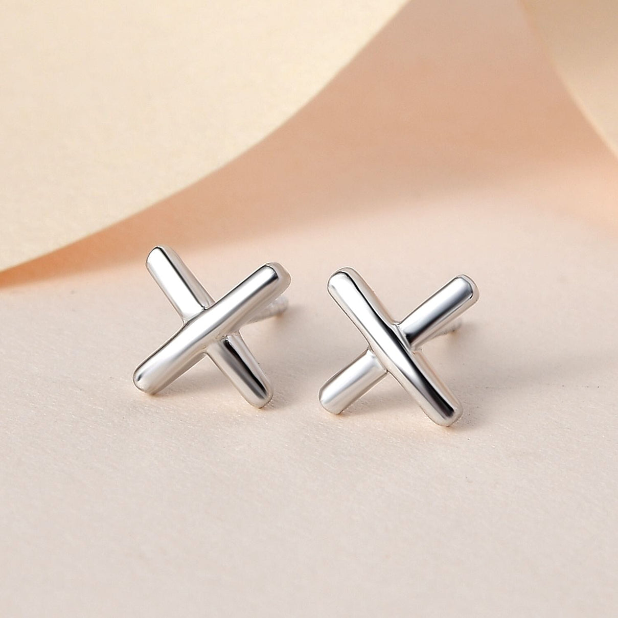 X Earrings in Sterling Silver with Platinum Plating 7340947 2
