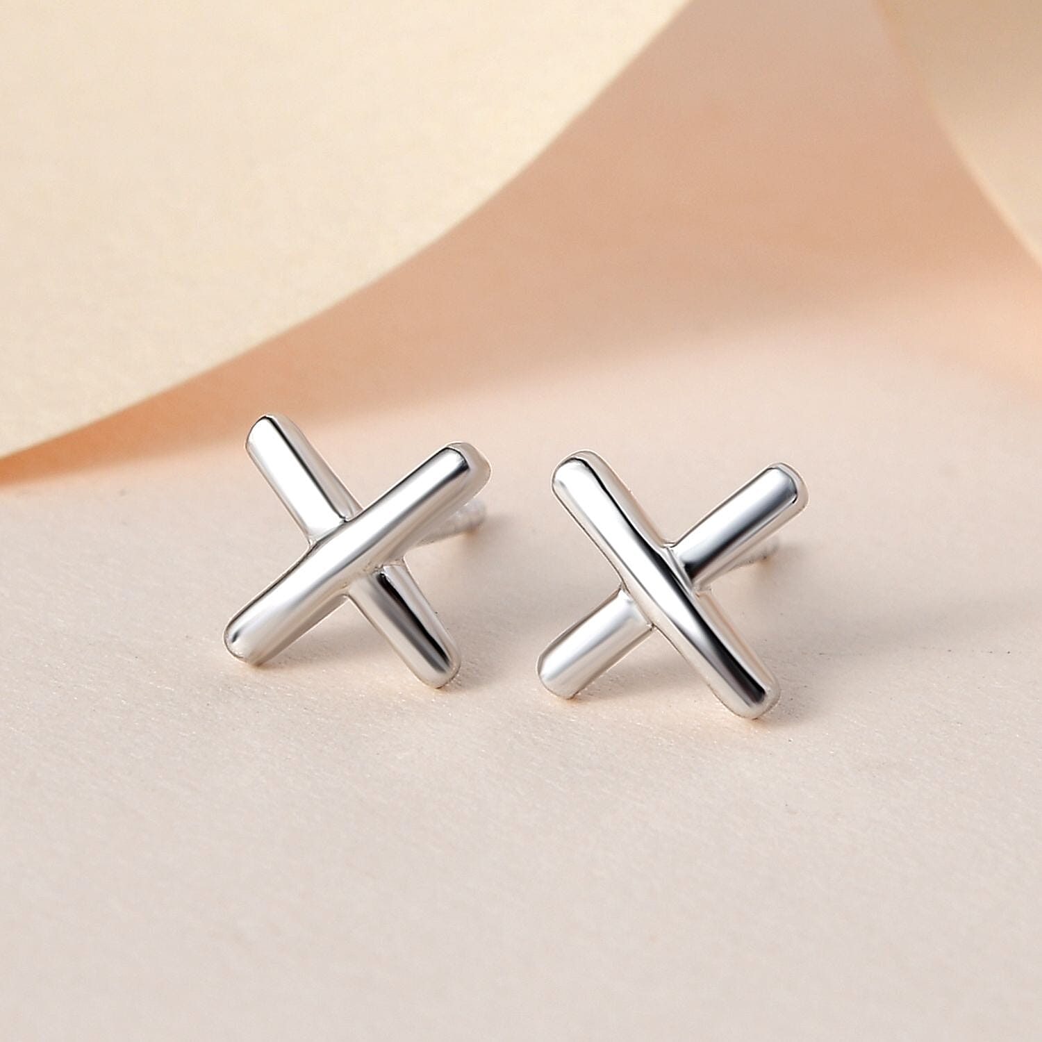 X Earrings in Sterling Silver with Platinum Plating 7340947 2