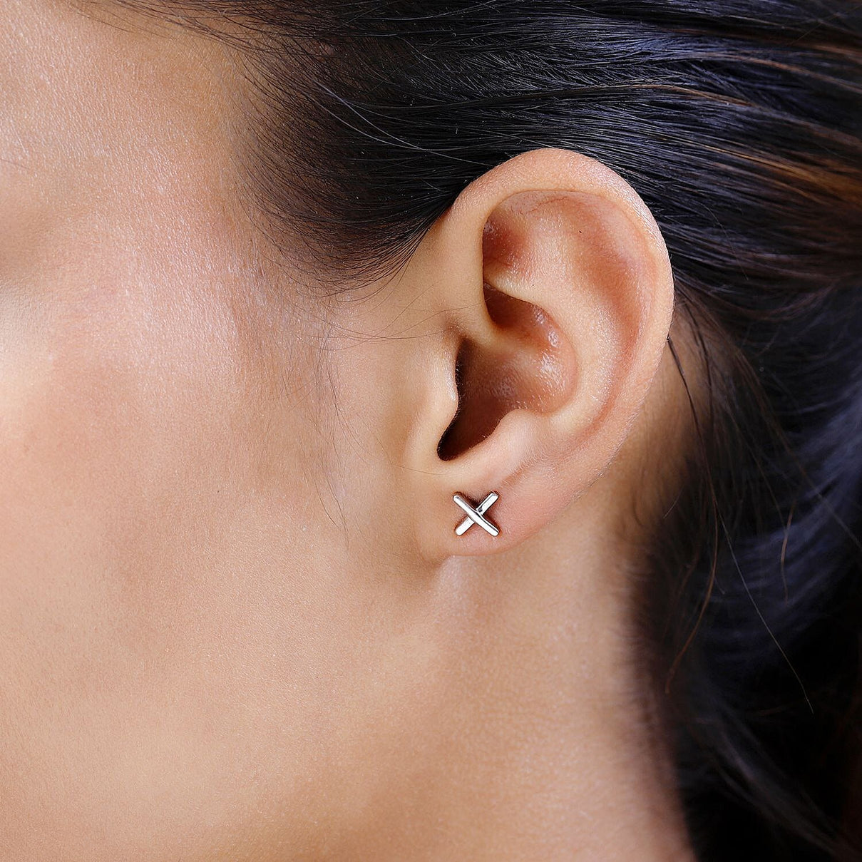 X Earrings in Sterling Silver with Platinum Plating 7340947 3