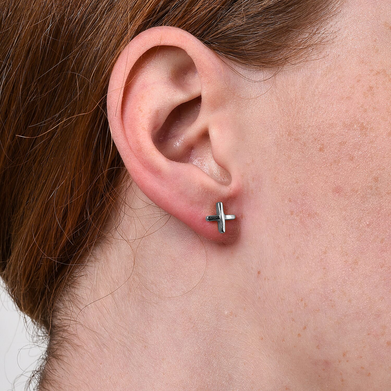 X Earrings in Sterling Silver with Platinum Plating 7340947 7