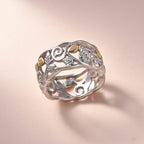 Platinum Overlay and 18K Vermeil Yellow Gold Plated Sterling Silver Ring