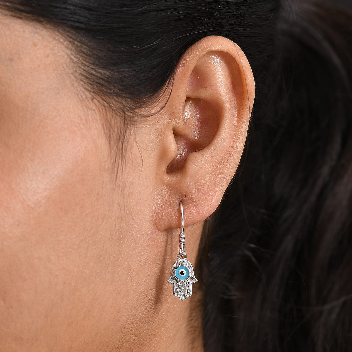 Platinum Overlay Sterling Silver Solitaire Lever Back Earring with J Hook 8276425 3